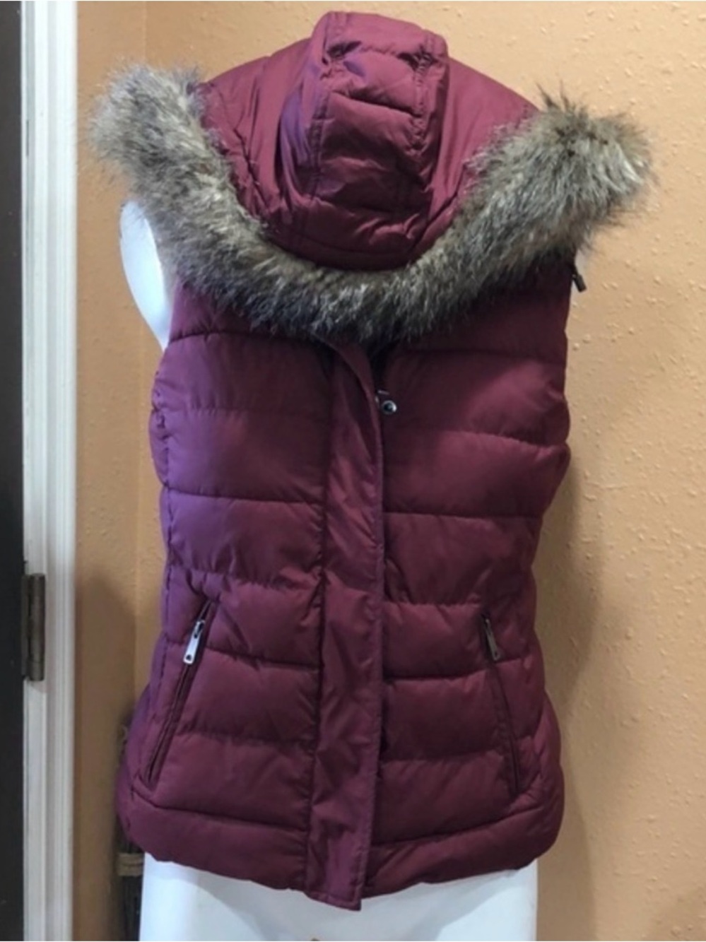 Banana Republic Burgundy Vest with Detachable Hood